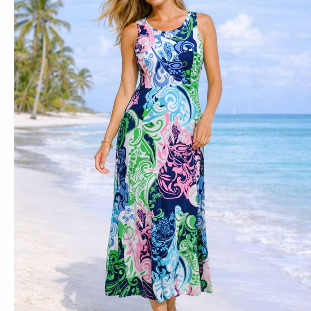 Talbots Paisley Print Twist Back Maxi Dress Multicolor Sleeveless S Cottagecore